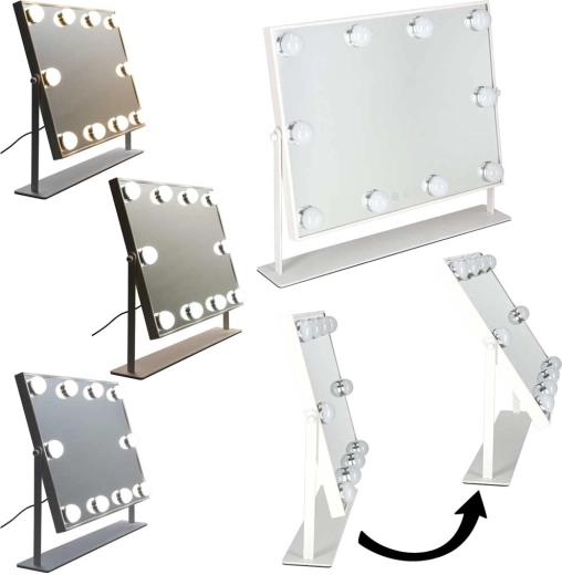 LED-cosmeticaspiegel met 10 lampjes, 3 lichtkleuren, wit