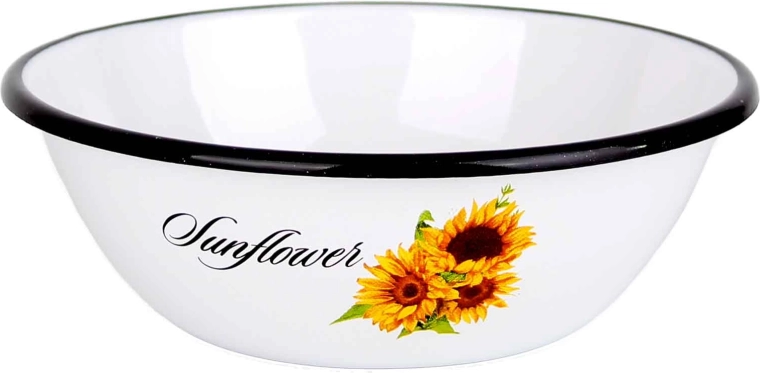 Geëmailleerde kom met zonnebloemen 16 cm