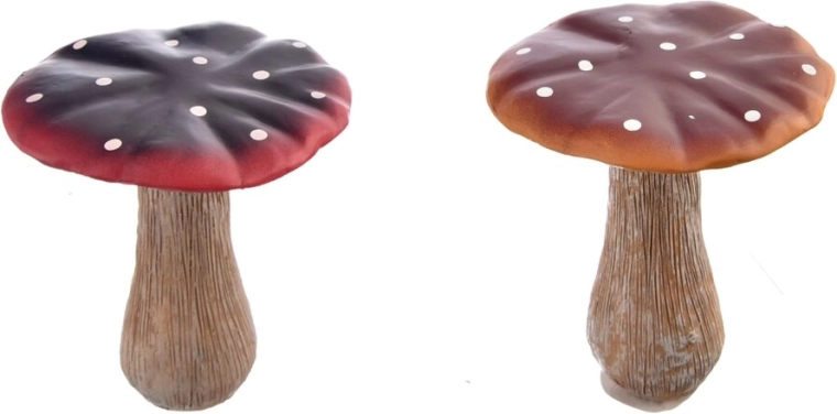 Decoratieve paddenstoel van polyresin roodbruin 14 cm (2 varianten)