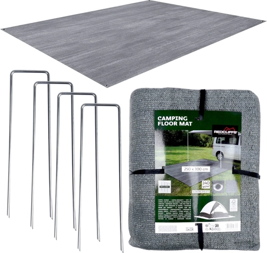 Vloermat voor tent en voortent 250 × 300 cm met haringen