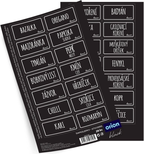Stickers voor voorraadpotten Black rechthoek 28 stuks CZ