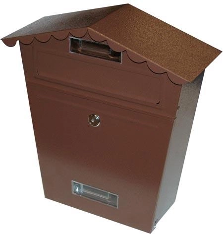 Brievenbus met afdak bruin 290 × 360 × 105 mm