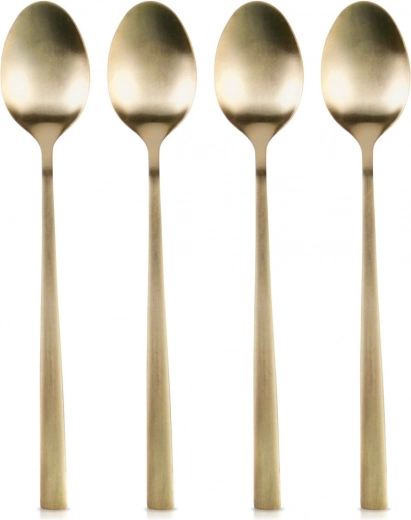 Gouden roestvrijstalen cocktaillepeltjes, set van 4