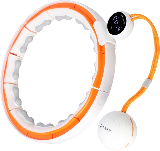 Massage hula hoop HMS met gewicht, magneten en teller – wit/oranje