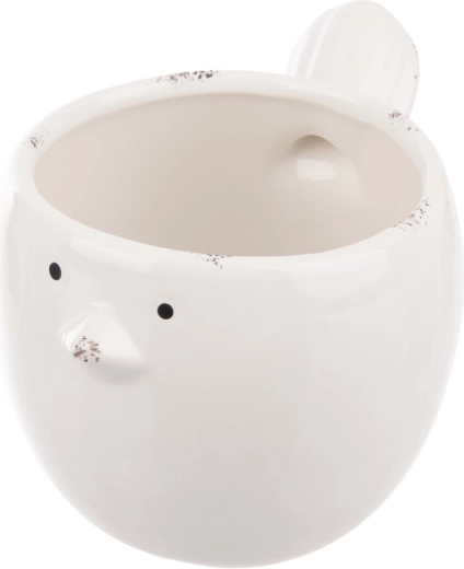 Keramische bloempot vogel wit 17 cm