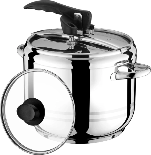 Snelkookpan 5 l AXIO van roestvrij staal met glazen deksel