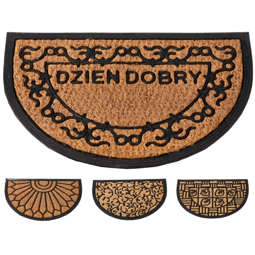 Halfronde deurmat van kokosvezels en rubber 40 × 60 cm