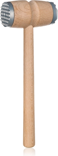 Dubbelzijdige vleeshamer 30 cm van beukenhout en metaal BANQUET Brillante