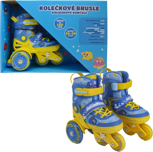 Kinder rolschaatsen met lichtgevende wielen blauw, verstelbaar maat 26–30