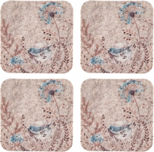 Set van 4 vilten onderzetters Serenity 10 × 10 cm