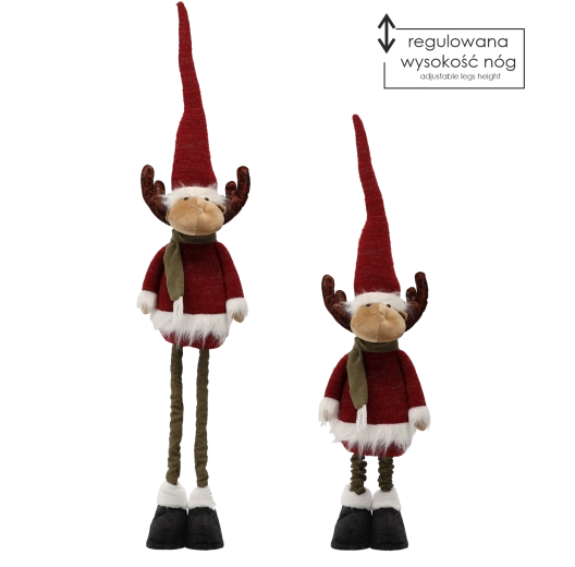 Kerst pluchen rendier met verstelbare poten 90–138 cm, rood - 1 stuk