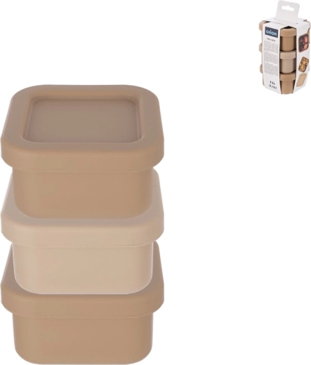 Set siliconen mini bewaardoosjes voor voedsel vierkant 160 ml, 3 stuks (mix)