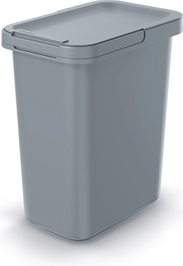 Smalle prullenbak Systema 12 l, lichtgrijs met klapdeksel