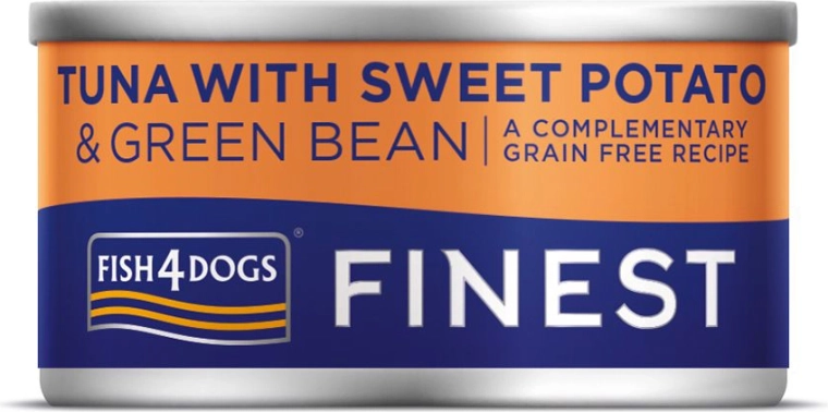 Hondenvoer in blik met tonijn, zoete aardappel en sperziebonen 85 g FISH4DOGS Finest