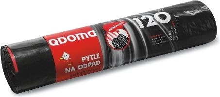 Trekkoord-afvalzakken 120 l, zwart, 70 × 100 cm, 35 µ, 10 st.