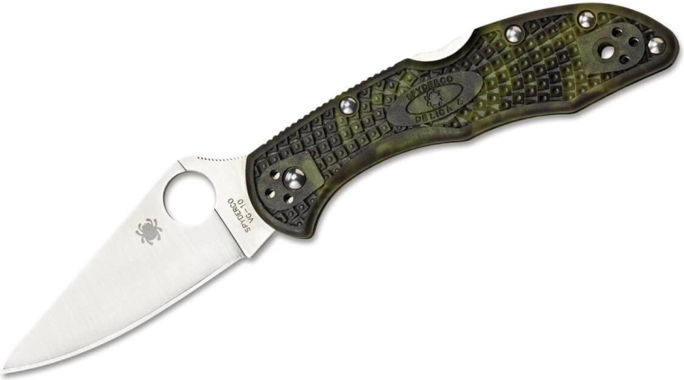 Spyderco Delica 4 flat ground lightweight Green Zome zakmes 7,4 cm