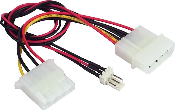 Voedingssplitterkabel 2× Molex naar 1× 3‑pins voor ventilator