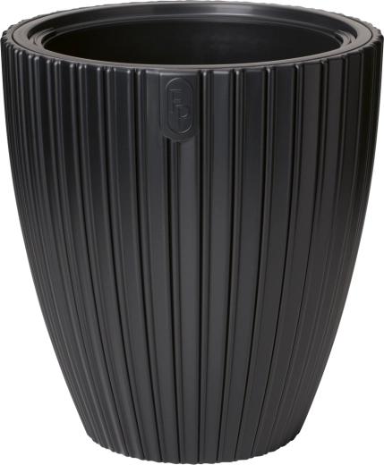 Bloempot MIKA 40 cm – diepzwart, matte afwerking met inzet