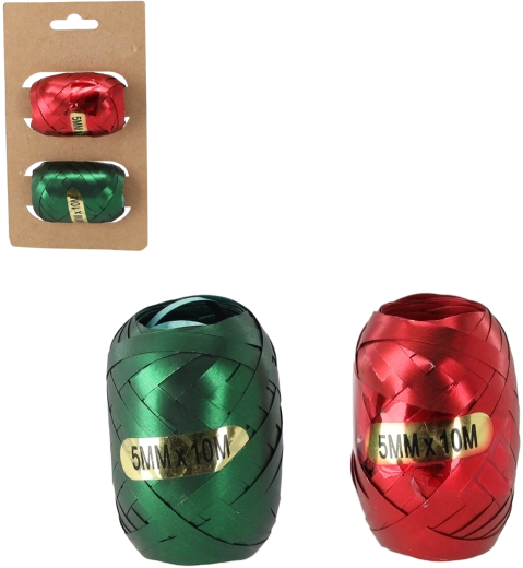 Set cadeaulinten 5 mm × 10 m – rood en groen