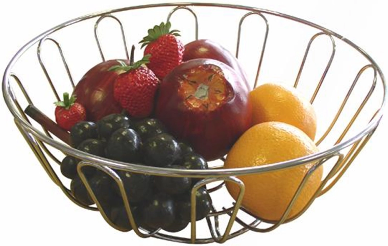 Fruitschaal van verchroomd metaal 24 × 11,5 cm