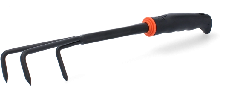 Tuinhandcultivator met drietand, zwart, 31 × 7 × 6,5 cm