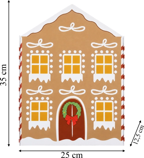 Kerst-adventskalender in de vorm van een huisje met laden