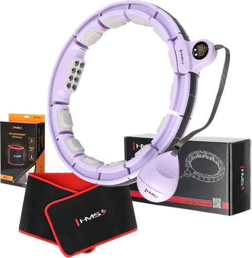 Set HMS HHM13 massage-hoelahoep met gewicht en afslankende band BR163, paars