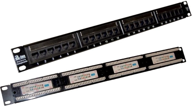 Patchpanel UTP categorie 5e, 24 poorten, LSA, 1U