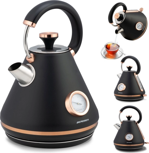 Elektrische waterkoker met thermometer 1,7 l Berdsen, zwart