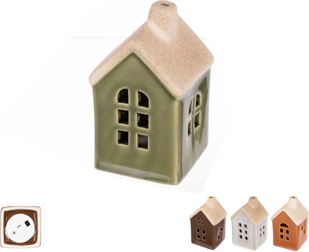 Porseleinen LED-huisje 9 cm – mix van 4 varianten