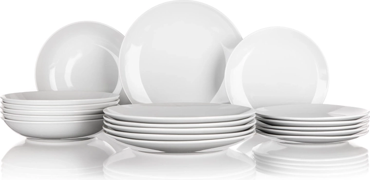 Porseleinen dinerset MARION 18-delig wit