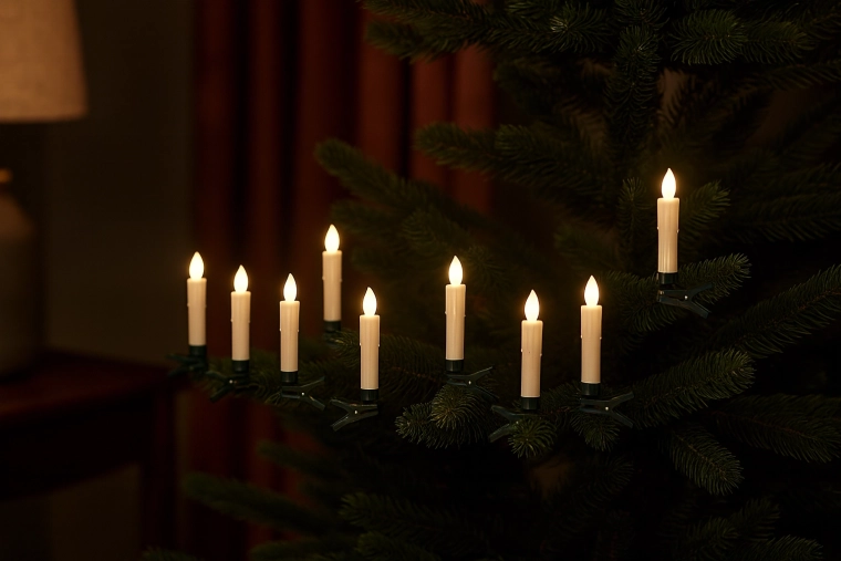 Set van 10 LED-kaarsen met clip en afstandsbediening 1,9 × 9 cm