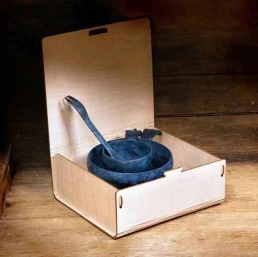 Cadeauset KUPILKA Premium S blauw – mok 21, kom 55 en spork 205