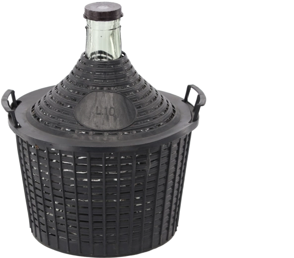 Glazen mandfles met beschermende mand 10 l