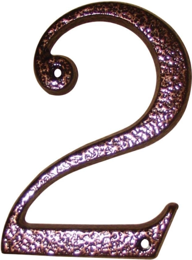 Huisnummer 2 bruin, zink, 117 mm