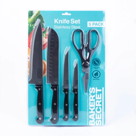 Baker's Secret set van 4 keukenmessen en een keukenschaar