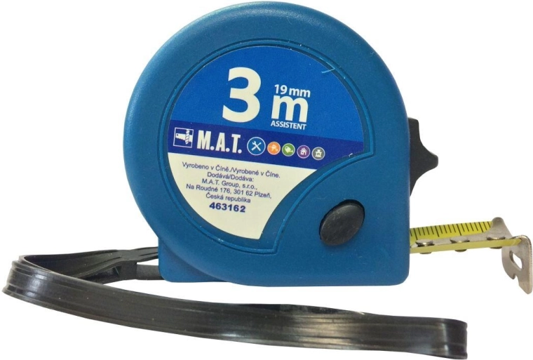 Intrekbare rolmaat 3 m x 19 mm Assistente