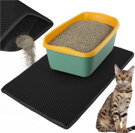 Purlov mat voor onder de kattenbak 75 × 55 cm zwart