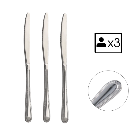 Set van 3 Natalia-messen van roestvrij staal