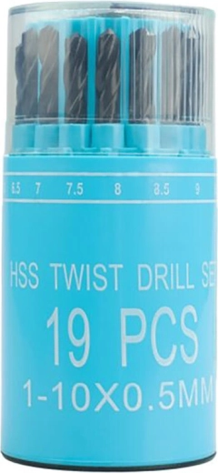 Set HSS-metaalboren 1,0–10,0 mm, 19-delig