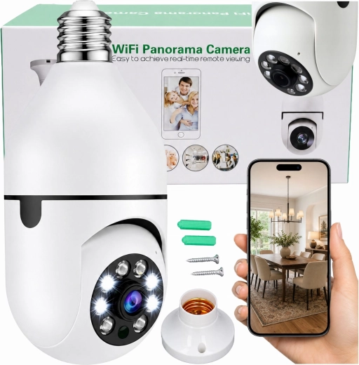 Draadloze Wi‑Fi IP-camera in de vorm van een E27-lamp 30 W voor huisbewaking - 1 stuk