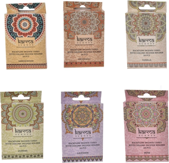 Keramische backflow-wierookhouder (watervalrook) met kegels – mix van designs
