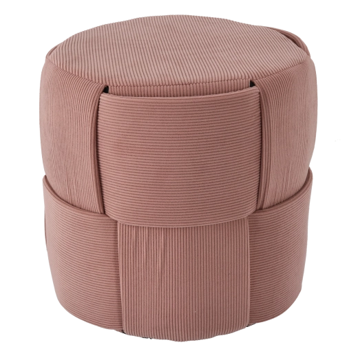 Roze ronde gestoffeerde poef 38 × 38 × 38 cm