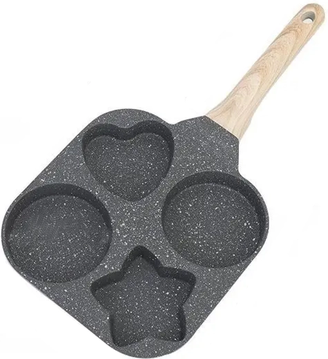 Pan voor eieren en pannenkoekjes met vier vormen voor inductie en gas