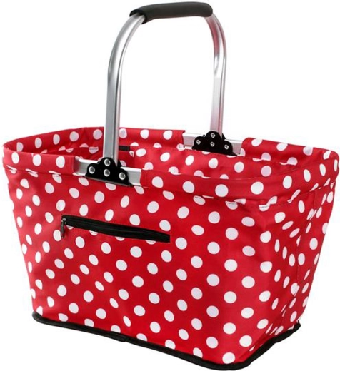 Opvouwbare boodschappenmand TORO, zwart met witte stippen