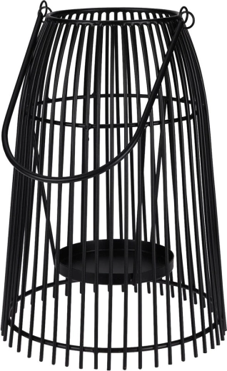 Metalen draadlantaarn voor één kaars, zwart, 29 × 20 cm