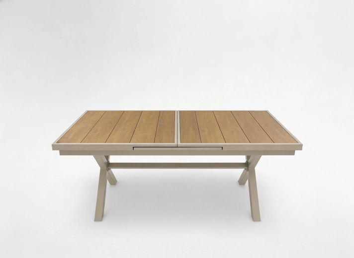 Beige uitschuifbare tuintafel 180–240 × 90 × 76 cm