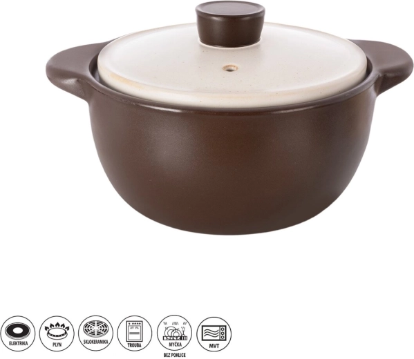 Vuurvaste keramische pot met deksel 4,8 l