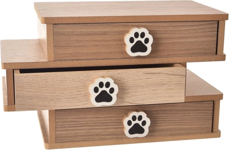 Houten organizer met 3 lades Lovely Cat