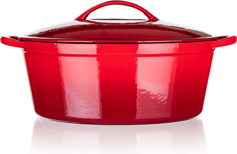 Gietijzeren ovale braadpan met deksel 6,7 l rood EXCELLENT